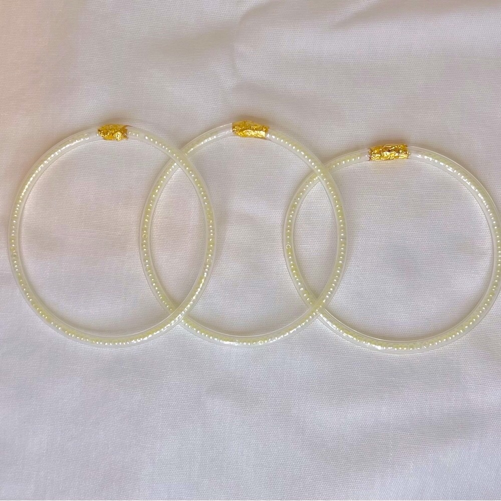 Pearl beaded bangle bracelets 3-pack